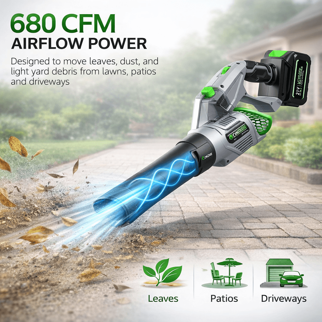 Comchoi Electric Leaf Blower Cordless - 680 CFM airflow output