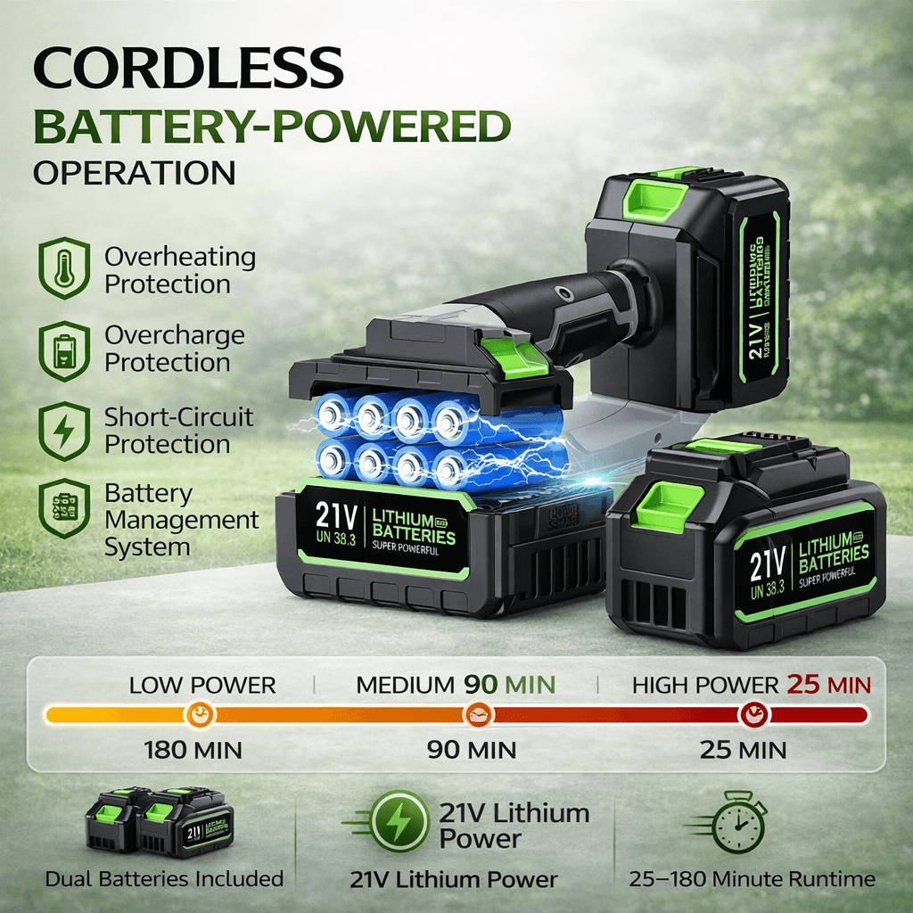 Comchoi Electric Leaf Blower Cordless - Cordless Battery-Powered Operation