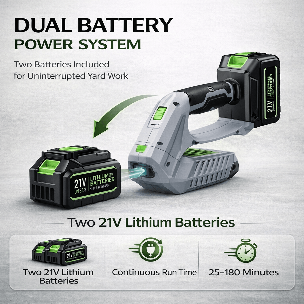 Comchoi Electric Leaf Blower Cordless - Dual Battery Power System