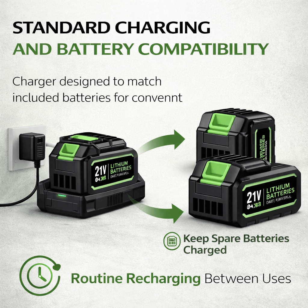 Comchoi Electric Leaf Blower Cordless - Standard Charging and Battery Compatibility